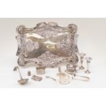 An Edward VII silver Art Nouveau tray, embossed masks with flowing hair, whiplash motifs, Chester