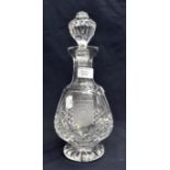 Cut glass decanter inscription dated 1991, Tetley Howard Keel NSPCC Golf Classic