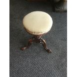 Victorian mahogany piano stool on scroll legs