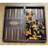 A Victorian chess/draughts set in the form of leather bound books, titled The History of England,