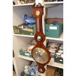 A 19th Century C. Collins mahogany aneroid barometer, incorporating a convex looking glass and