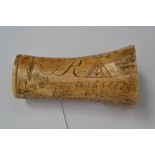 A George III carved bone libation cup of Masonic interest, extensively carved with Masonic