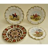 Royal Crown Derby plate along with three Royal Crown Derby plates, hand painted C.M Pell of