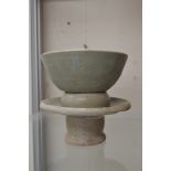 Jun Dynasty celadon glazed tea bowl and stand (14cm Diam) (2)