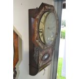 A 19th Century rosewood drop dial wall clock with mother of pearl inlay