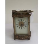 Brass cased carriage clock and key