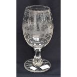 A 19th Century presentation glass goblet, acid etched decoration, star cut base, height approx 21