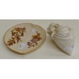 Royal Worcester leaf plate, 2019, along with a Royal Worcester display of an olive oil vase