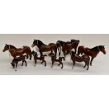 Collection of John Beswick horses including New Forest mare etc