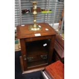 1930/40's smokers cabinet along with a 17th Century candle stick