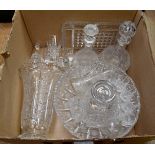 Collection of crystal decanters, glasses, tray and vase (1 box)