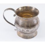 A miniature silver tankered, gilt interior, London 1815, probably Naphtali Hart,  a/f dents