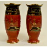 A pair of Carlton Ware vases with pattern number 2880 (damage to one)