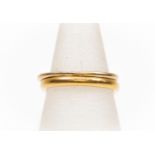 A 22ct gold band, size L1/2, weight approx 4gms along with an unmarked 9ct gold band, weight