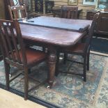 Victorian wind out dining table, with three leaves and leaf stand