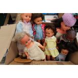 A collection of assorted mid 20th Century dolls, Pedigree style, complete with clothes (one box)