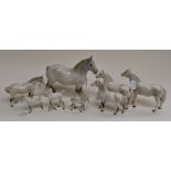 A group of large Beswick Welsh and Connemara ponies, some damage (8)