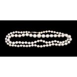 A Ciro cultured pearl necklace, graduated pearls on a 9ct white  gold barrel clasp, length approx