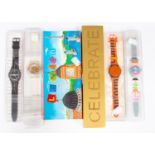 A collection of vintage Swatch watches to include six London, New York, two 20yrs Celebration Artist