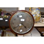 Mid 20th Century mahogany wall clock, Webster, silvered face, Arabic numerals