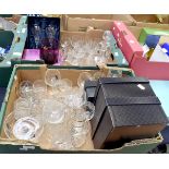 A collection of early 20th Century etched glass and later boxed Stuart glass