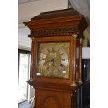 George III oak cased 30 hour longcase clock with silvered face, W. Barnard, Newark, Roman and Arabic