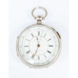 A large silver chronograph keywind pocket watch