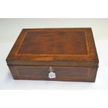 A 19th Century mahogany crossbanded work casket, lift-out interior