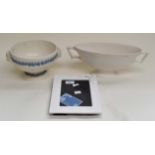 Wedgwood frame with floral detail, large Queens ware ram head bowl and Wedgwood two handled vase
