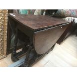 A late 17th Century oak Gateleg table, circa 1690, joined, single drawer, turned supports, 72cm
