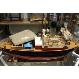 Wooden hand made steam boat, circa 1970