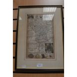 Collection of seven antique maps of Derbyshire, 17th to 19th century, including Van Den Keere,