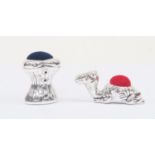 Two small silver modern novelty pin cushions