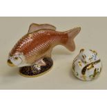 Royal Crown Derby fish paperweight and mouse, both with stoppers (2)