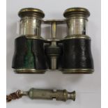 An early pair of opera glasses, circa 1910, made in London, along with a Nottingham Police whistle!