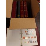 Stanley Gibbons mint stamp albums x 3, also includes 1d black, 2d blue, an empty stock book,