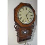 A 19th Century mahogany Dudley drop dial wall clock, painted dial