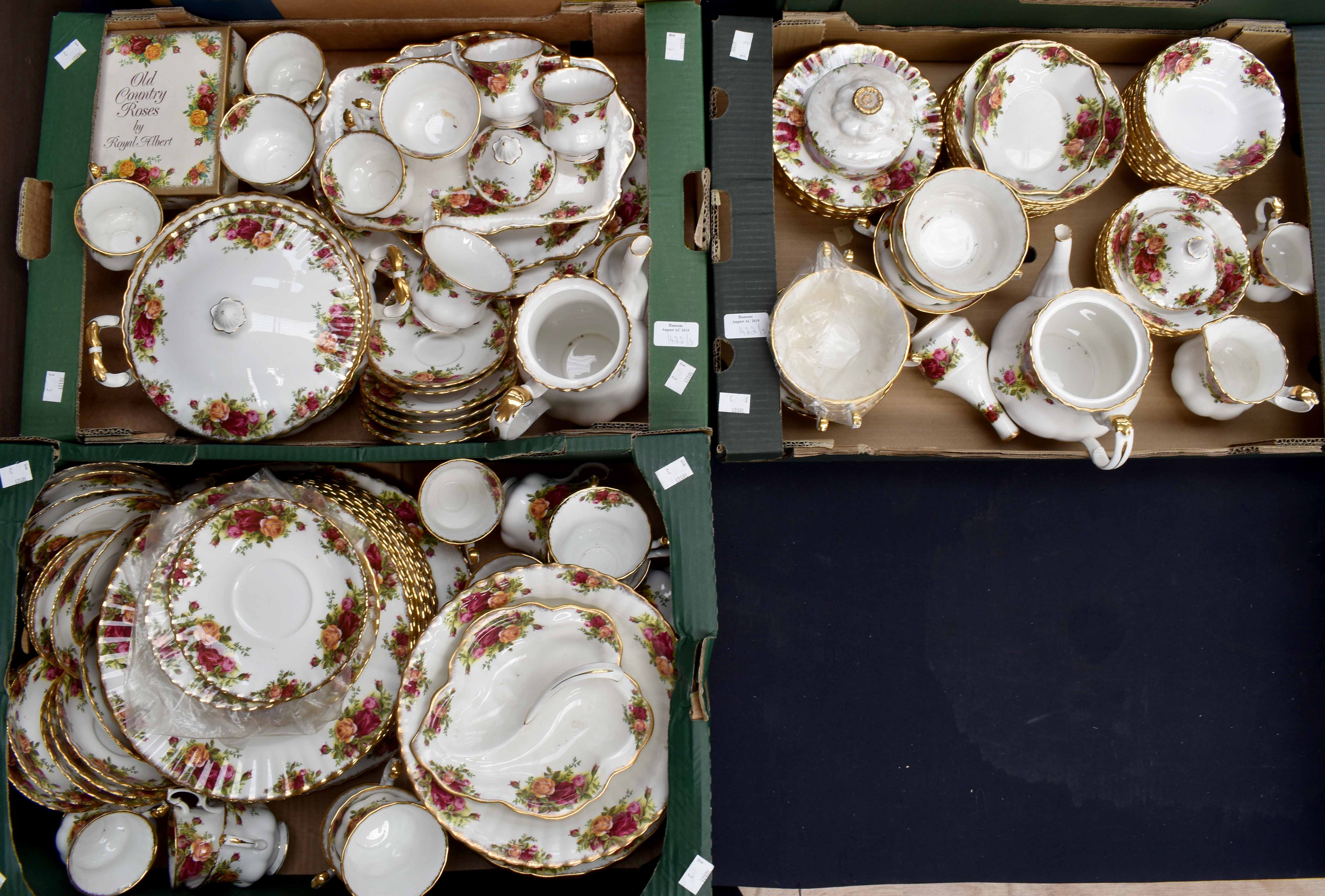 A collection of 1950's Royal Albert ceramics in the Old Country Rose pattern, 3 boxes approx
