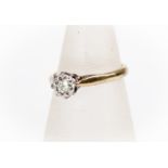 An  diamond solitaire, illusion set with a brilliant cut diamond weighing approx 0.20ct, 18ct