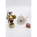 A Bloor Derby figure of James Quinn as Falstaff,along with a Newhall Teapot and cover and a