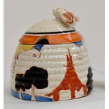 Clarice Cliff for Newport Pottery, a small Summerhouse beehive honey pot, Bizarre mark, 7.5cm high