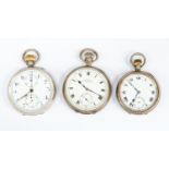 Three silver top winding pocket watches