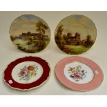 Four Royal Worcester plates, Windsor castle, York Minster and two floral pattern (4)