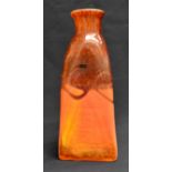 A 1970's Caithness burnt orange vase, triangular body form