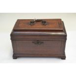 An 18th Century mahogany caddy top tea caddy, triple division interior with lift out pewter