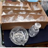 A suite of Stuart Crystal glasses, decanter and fruit bowl (Q)