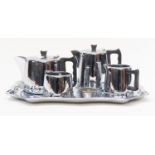 Plated five piece tea set, Swan brand, quality plate