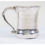 Silver handled cup, London 1913,  with inscription of Pearl April 1917, London, 2.79 ozt approx