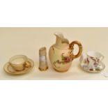 Royal Worcester collection of spill vases, two cups and saucers and an ewer (4)