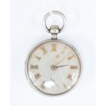 Silver pocket watch keywind brass movement by Robert Roskell